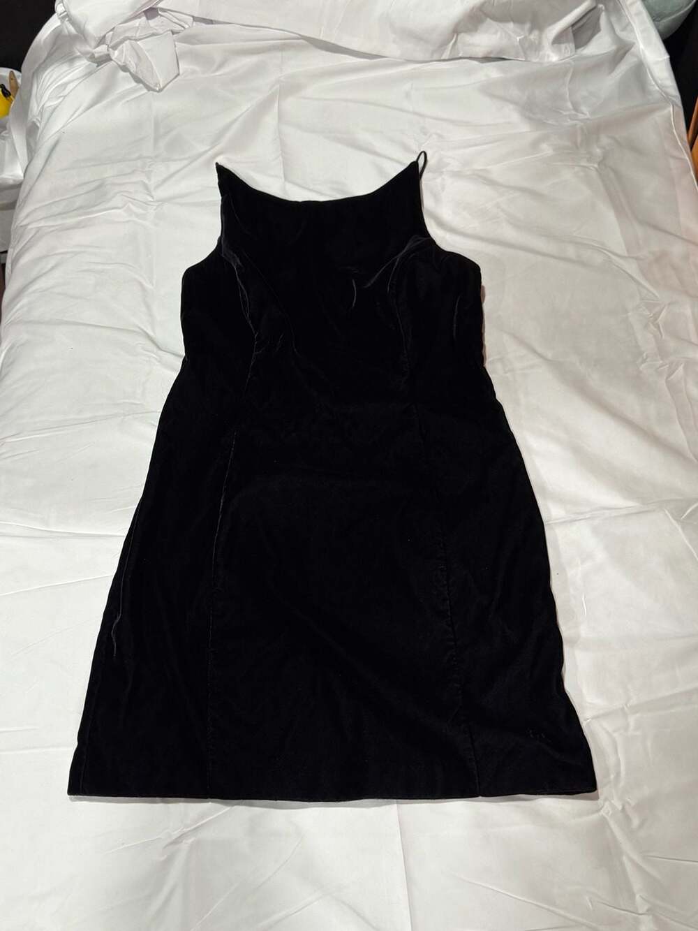 Nite Scarlett Vintage 90s Black Velvet Mini Dress with Rhinestones Size 13-14